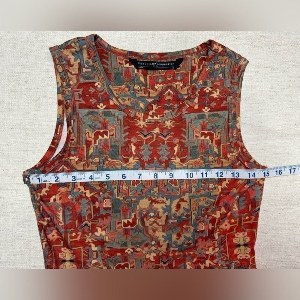 Peruvian Connection Woman’s Dress XS Art Nouveau Tank Maxi Shiraz Dress Bohemian - Picture 2 of 3